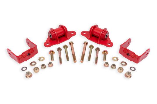 Red BMR Suspension polyurethane differential bushing for Chevrolet Corvette 2014-2019 transmission and differential mounting.