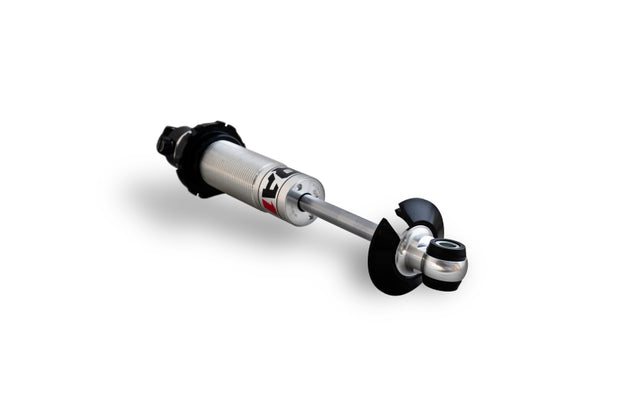 QA1 Proma Star Series coil-over shock absorber with single adjustable aluminum body, bushing mount, 13 to 19.5 inches.