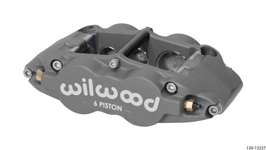 Wilwood Forged Superlite 6R-R brake caliper with 1.62, 1.12, 1.12-inch pistons and 0.81-inch disc for high-performance braking.