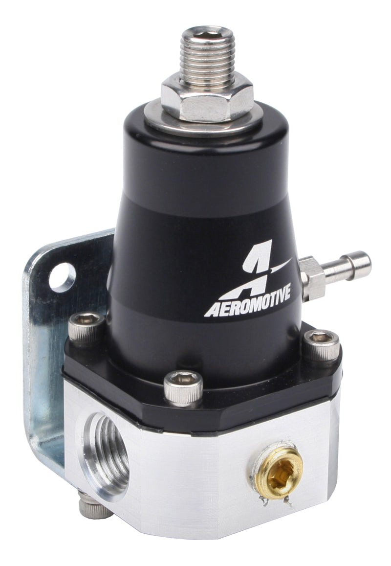 Aeromotive adjustable fuel pressure regulator with dual -6 inlets and single -6 return, designed for EFI bypass systems.