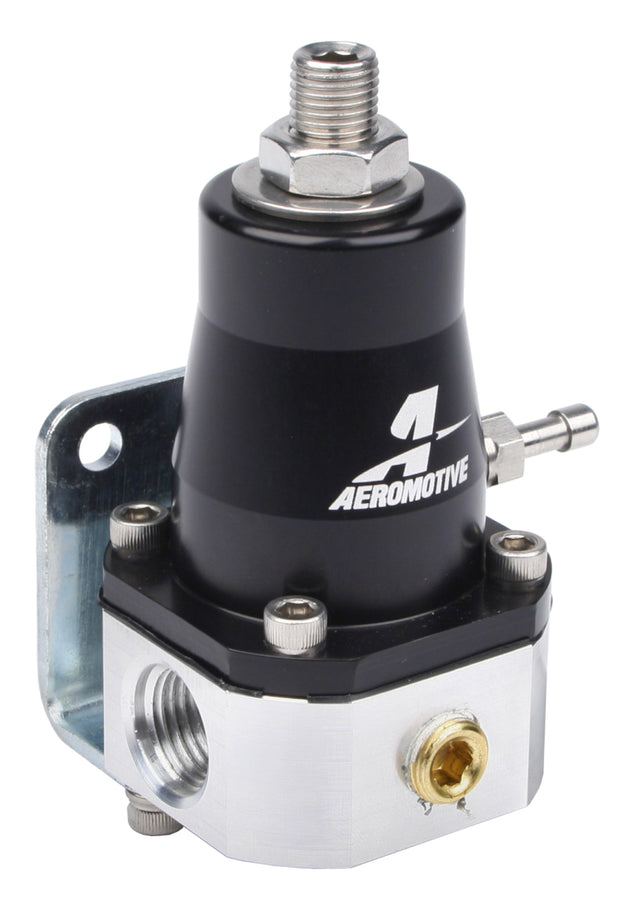Aeromotive adjustable fuel pressure regulator with dual -6 inlets and single -6 return, designed for EFI bypass systems.