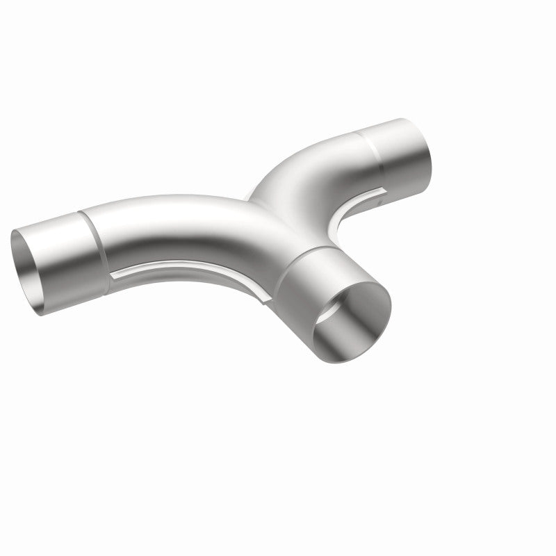 MagnaFlow stainless steel 2.50-inch smooth transition T connecting pipe with 90/90 degree bends for exhaust systems.