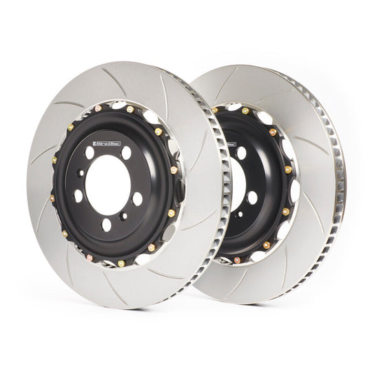GiroDisc slotted front brake rotors for Chevrolet Corvette Z06 C8 with Z07 CCM, featuring iron pad shape for high performance braking.