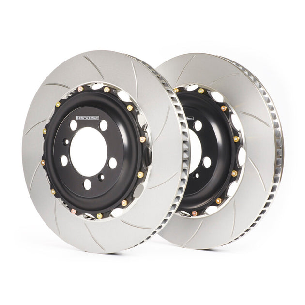 GiroDisc slotted front brake rotors for Chevrolet Corvette Z06 C8 with Z07 CCM, featuring iron pad shape for high performance braking.