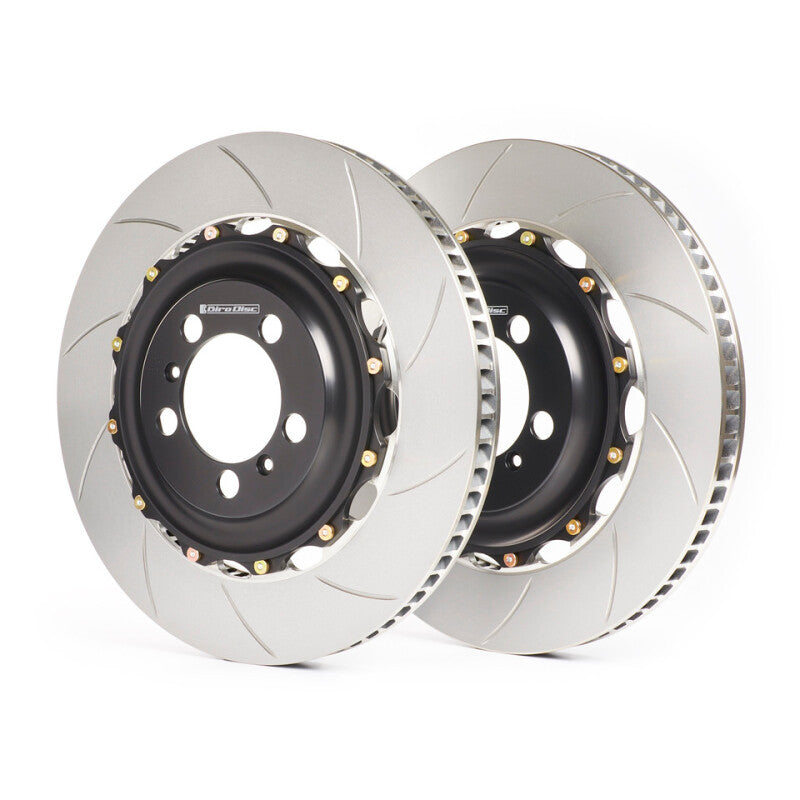 GiroDisc slotted front brake rotors for Chevrolet Corvette Z06 C8 with Z07 CCM, featuring iron pad shape for high performance braking.
