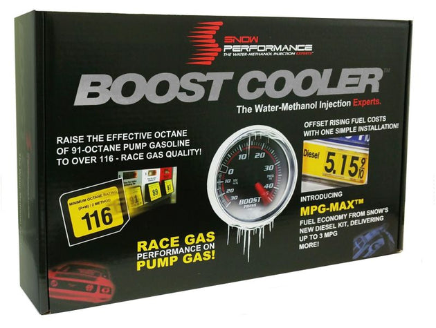 Snow Performance Stg 2 Boost Cooler water methanol injection kit with SS braided line and 4AN fittings for turbocharged engines.