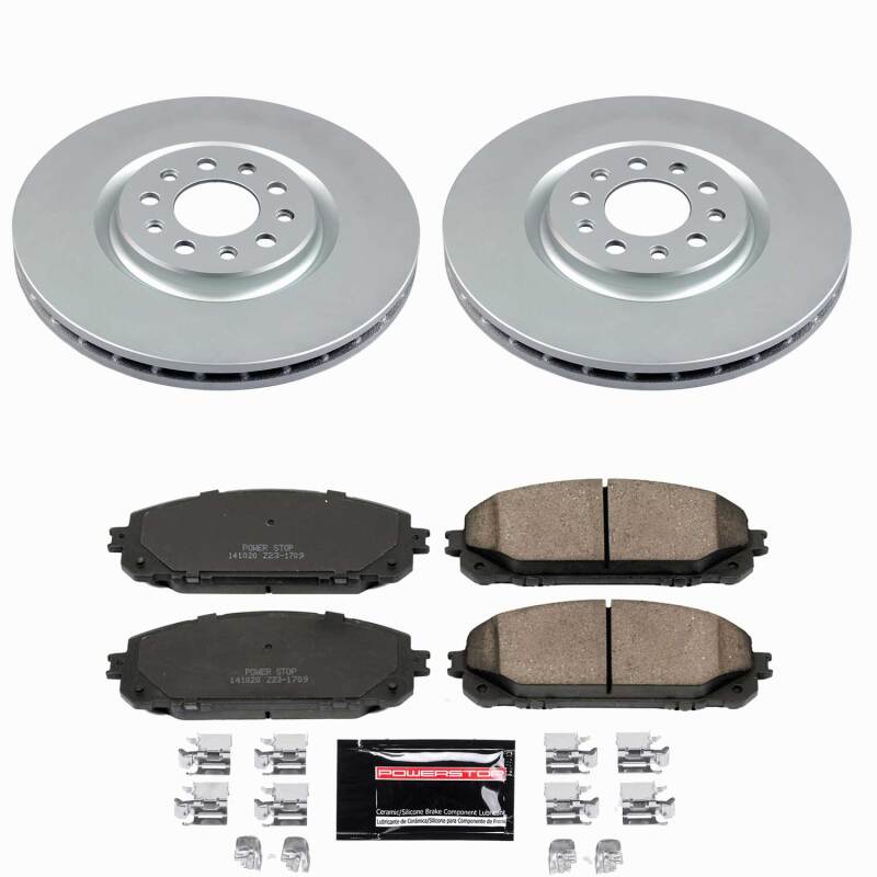 PowerStop Z23 coated front brake kit for 2014-2015 Jeep Cherokee, includes brake rotors and pads for enhanced stopping power.