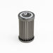 DeatschWerks stainless steel 10 micron universal fuel filter element for 110mm housing, with mesh screen and filter media.
