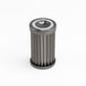 DeatschWerks stainless steel 10 micron universal fuel filter element for 110mm housing, with mesh screen and filter media.