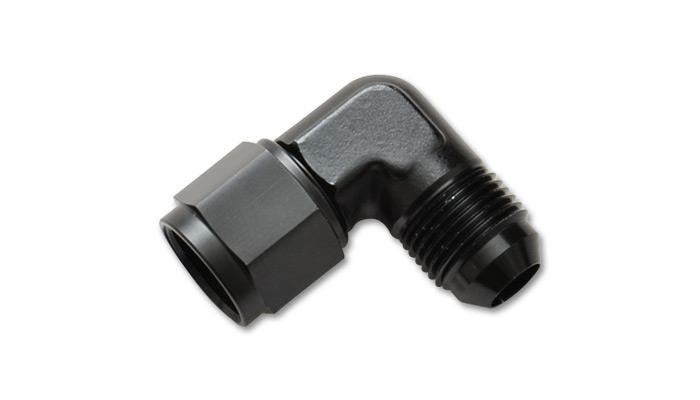 Vibrant -6AN female to male 90-degree swivel adapter fitting, metal construction, designed for high-performance fluid connections.