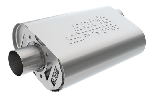 Borla CrateMuffler SBC Hot 350/383 oval S-type muffler with 3-inch offset/center inlet, 14x4.35x9 inches, black finish