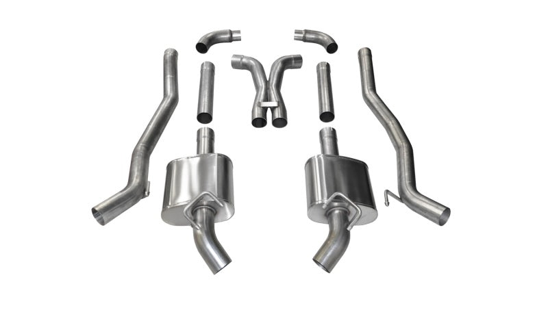 Corsa Performance catback exhaust system for Chevrolet Camaro SS 2011-2013 with 6.2L V8, factory bezels, and no tips.
