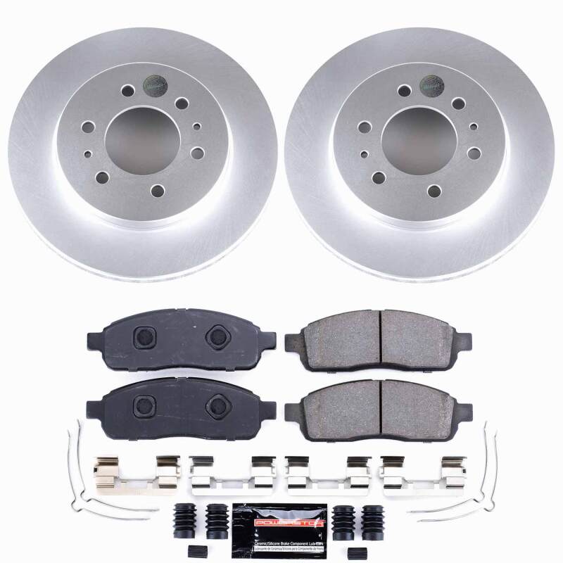 PowerStop Z23 coated front brake kit for 2009 Ford F-150, including brake rotors and pads, designed for performance braking.