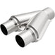 MagnaFlow Y pipe, smooth trans Y-2.5/3 x 10 aluminum, for automotive exhaust systems, showing polished metal finish.