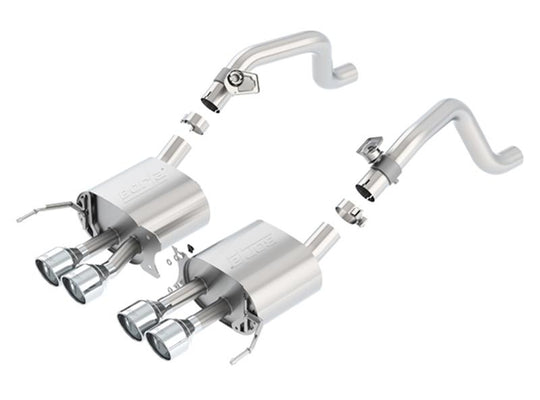 Borla axle back exhaust system for 2014-2015 Chevy Corvette C7 with quad RD RL tips, featuring rear section and S Type design