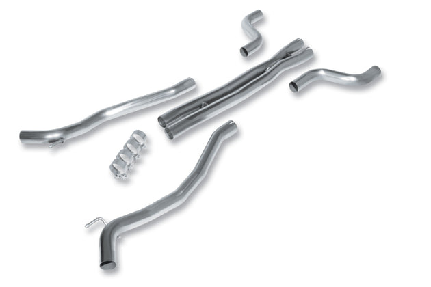 Borla X-Pipe for 2010-2015 Camaro SS 6.2L V8, 2.5-inch diameter, dual exhaust system component, gray metal with flanges
