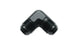 Vibrant -12AN aluminum 90-degree flare union fitting with smooth flared ends and threaded connectors for high-performance fluid connections.