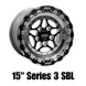 Belak Series 3 forged 15x8 inch wheel with 5x114.3 bolt pattern, high pad, single beadlock, black finish for off-road vehicles.