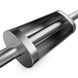 Magnaflow MagnaFlow muffler Mag SS 18x5x8 with 3x3 center in black finish, showcasing its cylindrical shape and inlet/outlet openings.