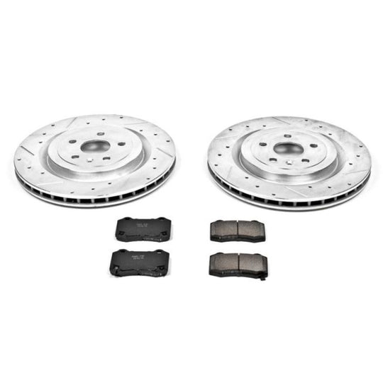 PowerStop Z23 Evolution Sport rear brake kit for Cadillac CTS 2009-2015, includes performance brake components and hardware.