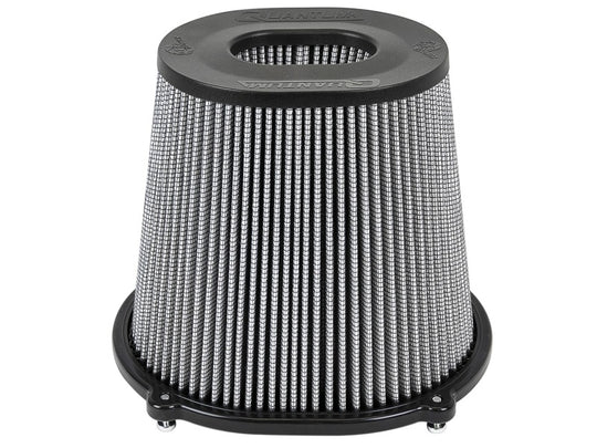 aFe Quantum Pro DRY S cold air intake filter with inverted top, 5-inch flange, and 8-inch height, dry PDS air filter for optimal airflow