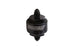 Turbosmart billet aluminum turbo oil feed filter with 44-micron pleated disc, black finish, and -4AN male inlet for automotive turbo systems.