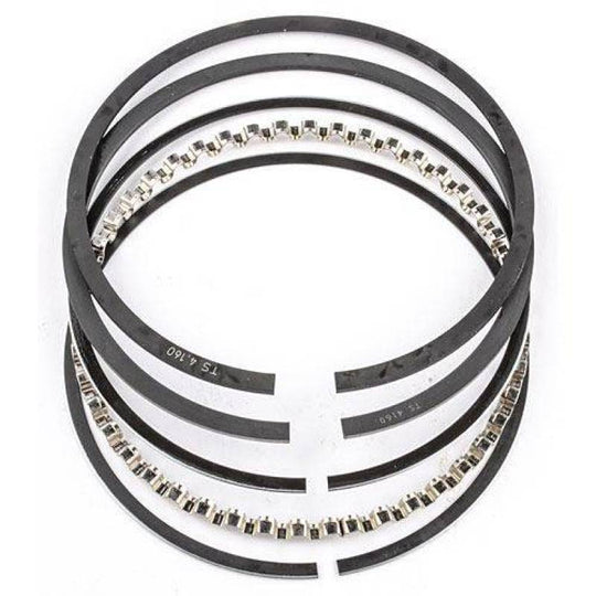 Mahle OE piston ring set for GMC trucks 4.8L and 5.3L engines, moly-coated rings in a product image.
