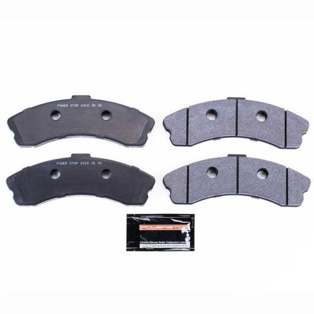 PowerStop racing front brake pads for Chevrolet Corvette 2006-2013, high-performance track day brake pads with detailed friction material.