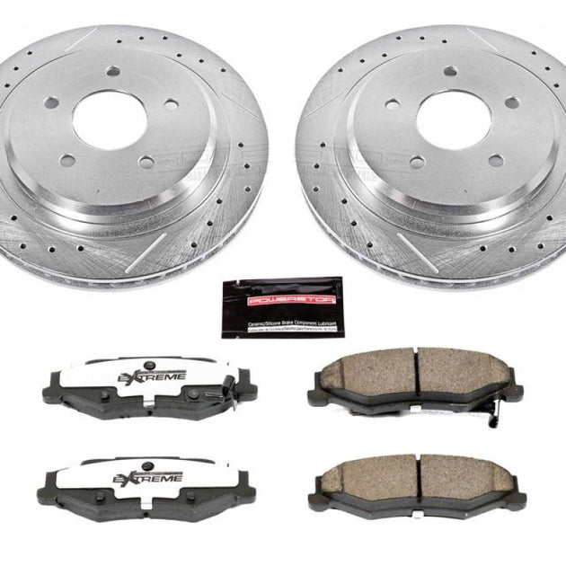 PowerStop Z26 Street Warrior rear brake kit for 2004-2009 Cadillac XLR, includes performance brake pads and rotors.