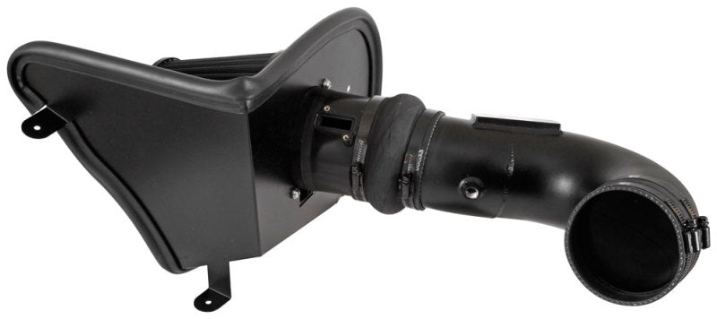 K&N Engineering cold air intake kit installed in a 2016 Chevrolet Camaro SS V8 6.2L, showing the sleek intake tubing and filter.