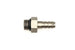 DeatschWerks 6AN ORB male to 5/16-inch male triple barb fitting with O-ring, displaying the fitting's metal connectors and barb connections.
