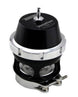 Turbosmart Power Port Black blow off valve with sleek black finish and compact design for turbocharged vehicles.
