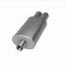 MagnaFlow stainless steel muffler with tip, 14x5x8 inches, for automotive exhaust systems, featuring dual inlet and outlet design.