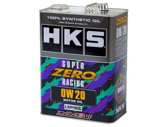HKS Super Zero Racing 0W-20 motor oil 1-liter bottle, high-performance synthetic engine oil for racing and automotive use