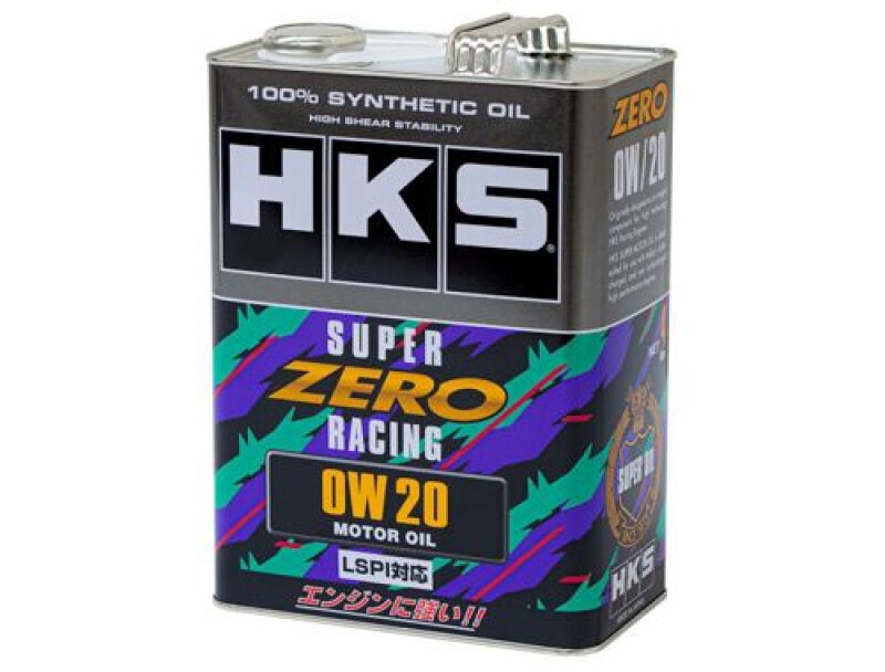 HKS Super Zero Racing 0W-20 motor oil 1-liter bottle, high-performance synthetic engine oil for racing and automotive use
