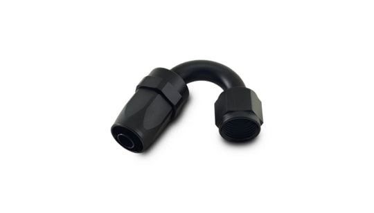 Vibrant -6AN 150 Degree Elbow Hose End Fitting showing metal fitting with angled design for high-performance automotive hoses