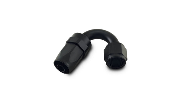 Vibrant -20AN 150 Degree Elbow Hose End Fitting showing a black metal fitting with angled design for automotive or industrial use.