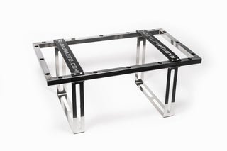 Radium Engineering 14-gallon fuel cell weld-in cage for fuel tanks, shown with mounting brackets and secure weld-in design.