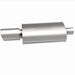MagnaFlow stainless steel muffler with tip, 14x5x8 inches, featuring dual inlet and outlet pipes for vehicle exhaust system.