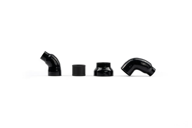 AMS Performance turbo inlet tubes for 2021+ Ford Raptor and F-150 3.5L EcoBoost engines, showing the upgraded turbo components.