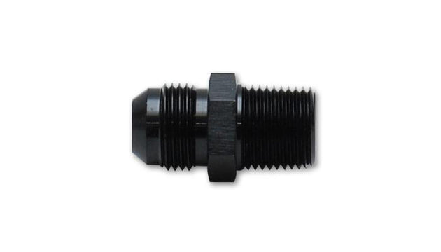 Vibrant aluminum -6AN to 1/8 inch NPT straight adapter fitting, automotive or plumbing use, with smooth metal finish.