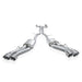 Stainless Works Cadillac CT5-V Blackwing catback exhaust with polished tips, showcasing sleek black metal and dual exhaust outlets.