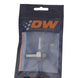 DeatschWerks 6AN ORB male to 5/16 inch barb fitting with O-ring for fuel or oil lines, showing the fitting's threaded and barb ends.