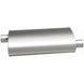 MagnaFlow Mag SS muffler with 22x5x11 inch dimensions and 3x3 outlet, showing the stainless steel construction and inlet/outlet pipes.