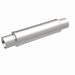 MagnaFlow Mag SS 4x4x14 muffler for trucks, showing the stainless steel construction and inlet and outlet pipes.