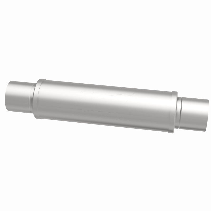 MagnaFlow Mag SS 3-inch muffler with 14x4x4 and 3.0x3.0 dimensions, showing the stainless steel construction and inlet/outlet ports.