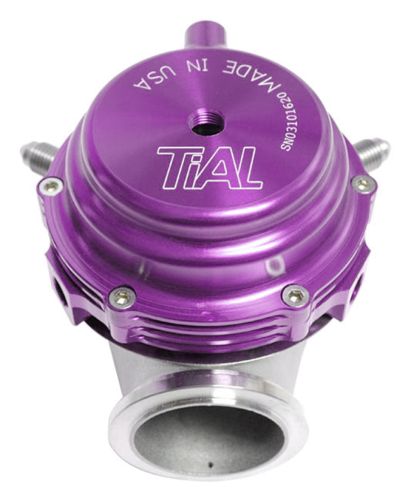 TiALSport 44mm purple TiAL Sport MVR Wastegate with clamps, designed for boosting performance and controlling turbo boost pressure