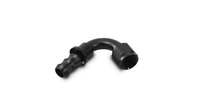 Vibrant push-on 120-degree hose end elbow fitting -8AN for high-performance automotive or fluid transfer applications.