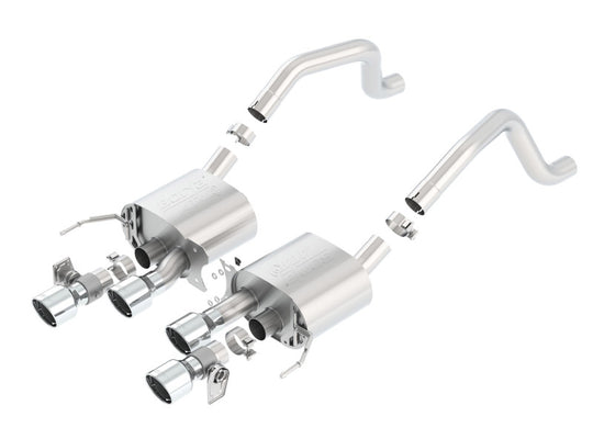 Borla catback exhaust system for 2015 Chevy Corvette C7 Z06 6.2L with quad RD RL tips, center rear exit, no AFM, NPP ATAK style