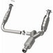 MagnaFlow catalytic converter direct fit for Chevy Avalanche 5.3L 2009-2013, showing the stainless steel construction and inlet/outlet ports.